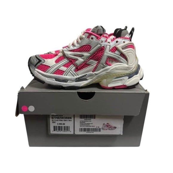 Balenciaga Runner Track Sneakers Platform Pink White IT35 W35 Women Trainers - Picture 1 of 9